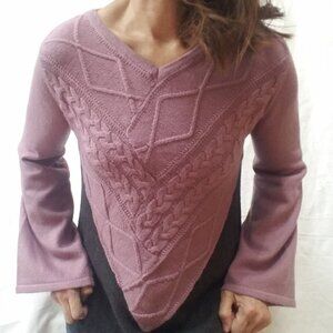 STYLE & CO Purple & Gray Cable Knit Sweater SizeXL